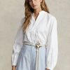 Cămăși cu mânecă bluză din bumbac, alb, pentru femei Ralph Lauren Cămăși cu mânecă bluză din bumbac, alb, pentru femei Ralph Lauren