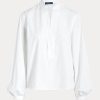 Cămăși cu mânecă bluză din bumbac, alb, pentru femei Ralph Lauren Cămăși cu mânecă bluză din bumbac, alb, pentru femei Ralph Lauren