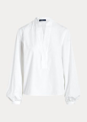 Cămăși cu mânecă bluză din bumbac, alb, pentru femei Ralph Lauren