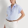 Cămăși cu mânecă Dolman din in Ralph Lauren pentru femei albastre Cămăși cu mânecă Dolman din in Ralph Lauren pentru femei albastre