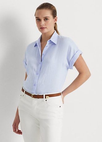 Cămăși cu mânecă Dolman din in Ralph Lauren pentru femei albastre