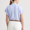 Cămăși cu mânecă Dolman din in Ralph Lauren pentru femei albastre Cămăși cu mânecă Dolman din in Ralph Lauren pentru femei albastre