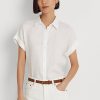 Cămăși cu mânecă Dolman din in Ralph Lauren pentru femei albe Cămăși cu mânecă Dolman din in Ralph Lauren pentru femei albe