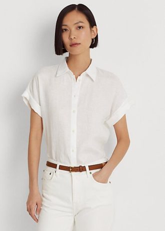 Cămăși cu mânecă Dolman din in Ralph Lauren pentru femei albe