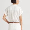 Cămăși cu mânecă Dolman din in Ralph Lauren pentru femei albe Cămăși cu mânecă Dolman din in Ralph Lauren pentru femei albe