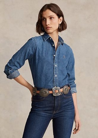 Cămăși de blugi pentru femei Ralph Lauren albastre