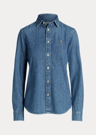 Cămăși de blugi pentru femei Ralph Lauren albastre