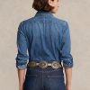 Cămăși de blugi pentru femei Ralph Lauren albastre Cămăși de blugi pentru femei Ralph Lauren albastre