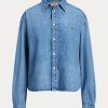 Cămăși de blugi supradimensionate pentru femei Ralph Lauren albastre Cămăși de blugi supradimensionate pentru femei Ralph Lauren albastre