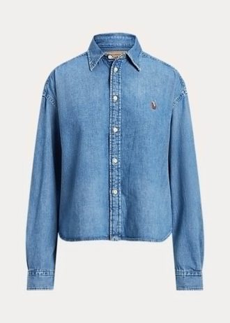 Cămăși de blugi supradimensionate pentru femei Ralph Lauren albastre