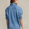 Cămăși de blugi supradimensionate pentru femei Ralph Lauren albastre Cămăși de blugi supradimensionate pentru femei Ralph Lauren albastre