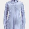 Cămăși de bumbac cu dungi Ralph Lauren Adrien pentru femei albastre Cămăși de bumbac cu dungi Ralph Lauren Adrien pentru femei albastre