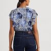 Cămăși de damă albastre Ralph Lauren Floral Crinkle Georgette