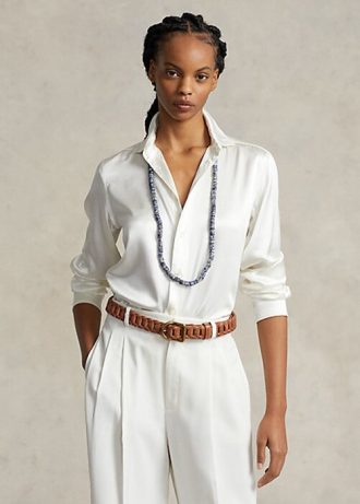 Cămăși de damă crem Ralph Lauren Mulberry Silk Shir