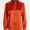 Cămăși de damă portocalii Ralph Lauren Mulberry Silk Shir