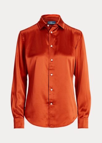 Cămăși de damă portocalii Ralph Lauren Mulberry Silk Shir