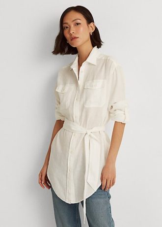 Cămăși de in alb pentru femei Ralph Lauren cu curea