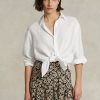 Cămăși de in alb pentru femei Ralph Lauren, cu o formă relaxată Cămăși de in alb pentru femei Ralph Lauren, cu o formă relaxată