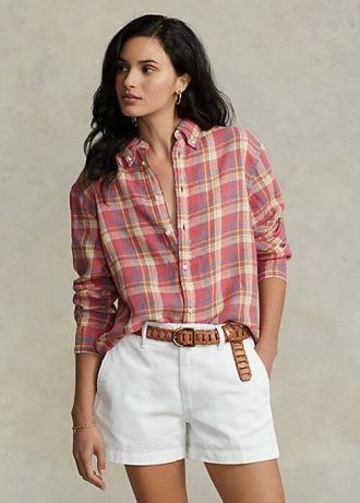 Cămăși de in carouri Ralph Lauren de damă roz