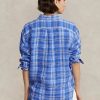 Cămăși de in carouri Ralph Lauren pentru femei albastre Cămăși de in carouri Ralph Lauren pentru femei albastre