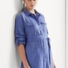 Cămăși de in cu curea Ralph Lauren de damă albastră Cămăși de in cu curea Ralph Lauren de damă albastră