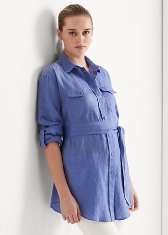 Cămăși de in cu curea Ralph Lauren de damă albastră