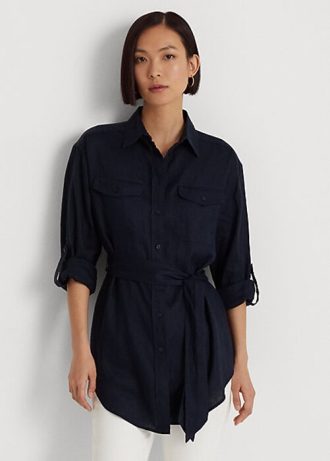 Cămăși de in cu curea Ralph Lauren pentru femei bleumarin