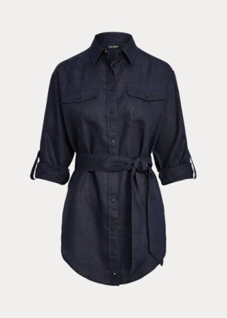 Cămăși de in cu curea Ralph Lauren pentru femei bleumarin