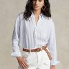 Cămăși de in cu dungi Ralph Lauren pentru damă albastră