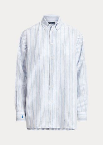 Cămăși de in cu dungi Ralph Lauren pentru damă albastră