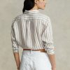 Cămăși de in cu dungi Ralph Lauren pentru femei maro/alb Cămăși de in cu dungi Ralph Lauren pentru femei maro/alb