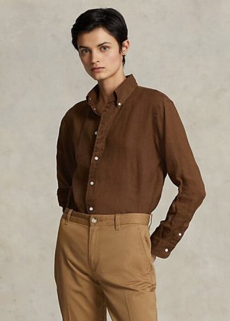 Cămăși de in maro pentru femei Ralph Lauren, cu croială relaxată