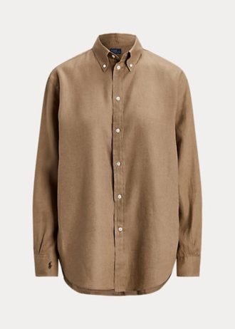 Cămăși de in maro pentru femei Ralph Lauren, cu croială relaxată