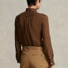 Cămăși de in maro pentru femei Ralph Lauren, cu croială relaxată Cămăși de in maro pentru femei Ralph Lauren, cu croială relaxată