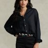 Cămăși de in negru pentru femei Ralph Lauren, cu croială relaxată Cămăși de in negru pentru femei Ralph Lauren, cu croială relaxată
