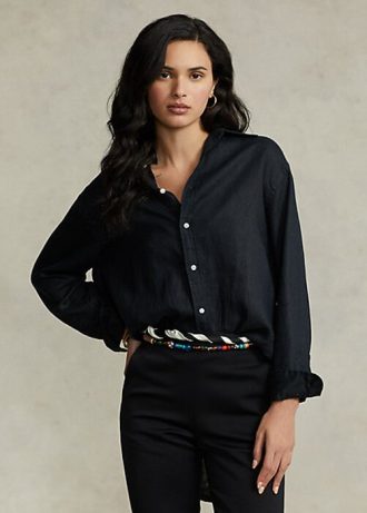 Cămăși de in negru pentru femei Ralph Lauren, cu croială relaxată