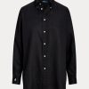 Cămăși de in negru pentru femei Ralph Lauren, cu croială relaxată Cămăși de in negru pentru femei Ralph Lauren, cu croială relaxată
