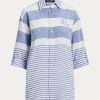 Cămăși de in oversize cu dungi Ralph Lauren de damă albastru/alb