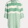 Cămăși de in oversize cu dungi Ralph Lauren pentru femei verzi Cămăși de in oversize cu dungi Ralph Lauren pentru femei verzi
