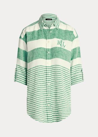 Cămăși de in oversize cu dungi Ralph Lauren pentru femei verzi