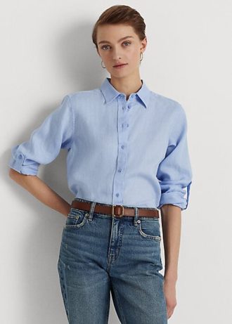 Cămăși de in pentru femei Ralph Lauren albastre