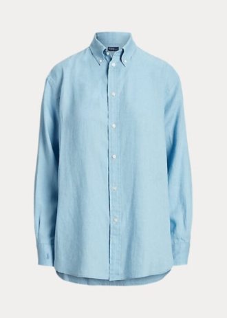 Cămăși de in pentru femei Ralph Lauren de culoare albastră