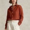 Cămăși de in pentru femei Ralph Lauren, de culoare portocalie Cămăși de in pentru femei Ralph Lauren, de culoare portocalie