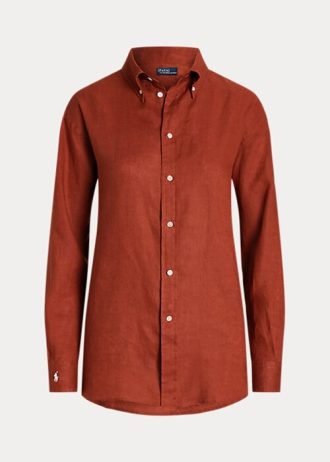 Cămăși de in pentru femei Ralph Lauren, de culoare portocalie