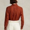 Cămăși de in pentru femei Ralph Lauren, de culoare portocalie Cămăși de in pentru femei Ralph Lauren, de culoare portocalie