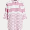 Cămăși de in supradimensionate cu dungi Ralph Lauren pentru femei roz Cămăși de in supradimensionate cu dungi Ralph Lauren pentru femei roz