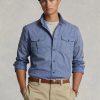 Cămăși de lucru chino pentru bărbați, albastru, Ralph Lauren, cu ajustare clasică Cămăși de lucru chino pentru bărbați, albastru, Ralph Lauren, cu ajustare clasică