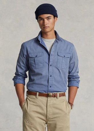 Cămăși de lucru chino pentru bărbați, albastru, Ralph Lauren, cu ajustare clasică Cămăși de lucru chino pentru bărbați, albastru, Ralph Lauren, cu ajustare clasică