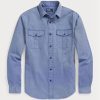 Cămăși de lucru chino pentru bărbați, albastru, Ralph Lauren, cu ajustare clasică Cămăși de lucru chino pentru bărbați, albastru, Ralph Lauren, cu ajustare clasică