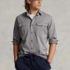 Cămăși de lucru gri Ralph Lauren Classic Fit Chino pentru bărbați